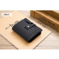 BULL CAPTAIN wallet men genuine leather vertical card package buckle (BLACK) (QB04)