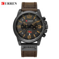 CURREN Genuine Leather Mens Watches Top Luxury Brand Waterproof Sport Wrist Watch Chronograph Quartz