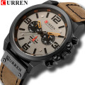 CURREN Genuine Leather Mens Watches Top Luxury Brand Waterproof Sport Wrist Watch Chronograph Quartz