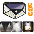 100 LED Solar Powered 600lm PIR Motion Sensor Wall Light Outdoor Garden Lamp 3 Modes - Black