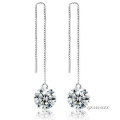 925 STERLING SILVER CHAIN EARRINGS *SIMULATED DIAMONDS*