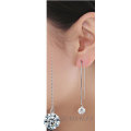 925 STERLING SILVER CHAIN EARRINGS *SIMULATED DIAMONDS*