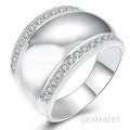 SILVER DOME RING WITH MICRO PAVE CZ INLAY  #S925#   SIZES AVAILABLE  6/7/8/9/10