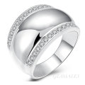 SILVER DOME RING WITH MICRO PAVE CZ INLAY  #S925#   SIZES AVAILABLE   6   /   7