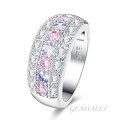 AMETHYST & PINK CZ RING WITH MICRO INLAY *925*  -  SIZES AVAILABLE   6 / 7 / 8 / 9