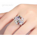 EXQUISITE MULTI-COLOR CZ IN FLOWER SETTING  -   SIZES AVAILABLE   6  /  7  /  8  /  9