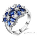 EXQUISITE ROYAL BLUE CZ IN FLOWER SETTING  *S925*   SIZES AVAILABLE      6.75   /   9