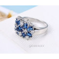 EXQUISITE ROYAL BLUE CZ IN FLOWER SETTING  *S925*  SEE SIZES AVAILABLE  IN DESCRIPTION
