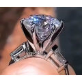 BRILLIANT CUT 2.75ct Cr Diamond CZ Ring  BAGUETTE INLAY *SENSATIONAL* S925 *SIZES  6.5 - 7.5 - 8.5