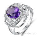 STUNNING 3CT OVAL AMETHYST CZ PAVE SETTING *S925*  SIZES    5.75   /   6.75    AVAILABLE