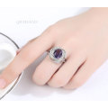 STUNNING 3CT OVAL AMETHYST CZ PAVE SETTING *S925*  SIZES    5.75   /   6.75    AVAILABLE