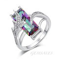 STUNNING RECTANGLE MYSTIC TOPAZ CZ RING *S925*    SIZE   10   -   T 1/2   -   62mm