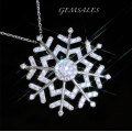 SPECTACULAR SNOWFLAKE PENDANT NECKLACE ENCRUSTED WITH ROUND  CZ *CHAIN 42cm + EXT 5cm  PENDANT 27mm*