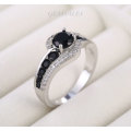 ELEGANT .75ct  WITH BLACK & CLEAR CZ INLAY *S925*    SIZE   6  -  M  -  52mm