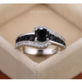 ELEGANT .75ct  WITH BLACK & CLEAR CZ INLAY *S925*    SIZE   6  -  M  -  52mm