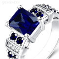 3ct EMERALD CUT ROYAL BLUE CZ DESIGNER RING *EXCUISITE*   SIZES  5  /  6  AVAILABLE