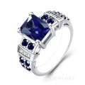 3ct EMERALD CUT ROYAL BLUE CZ DESIGNER RING *EXCUISITE*   SIZES  5  /  6  AVAILABLE