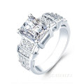 3ct EMERALD CUT  CZ DESIGNER RING  S925   *EXCUISITE*     SIZES    6   /   6.75   AVAILABLE