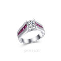 2ct Cr Diamond CZ RUBY INLAY *S925*    SIZES   9   /  10   AVAILABLE