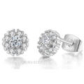 .10ct Brilliant Cut Center Stone 8 x .02 carats CZ Flower Stud Earrings  *Petite*