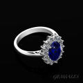 1.0ct.Royal Blue Oval CZ Simulated Sapphire #Dainty Setting 12mm x 10mm# *18KGP*   Size  7.25