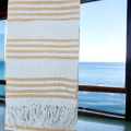 Mustard Cotton Beach Towels with tassle edge
