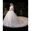 Princess ball gown wedding dress jewel neck chapel