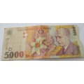 5.000 lei Romanian banknote from 1998