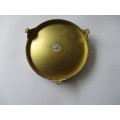 Antique English Trinket Dish Silk Petit Point Under glass Brass Footed Pin Dish