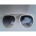 Women Fashion White Frame Double Rim Sunglasses