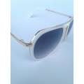 Women Fashion White Frame Double Rim Sunglasses