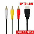 1080P HDMI Male to 3 RCA Cable For HDTV DVD Component 1.5 m