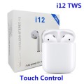 i12 TWS High QualityWireless Earphone Bluetooth 5.0 Touch Earbuds Headset With Charger Box  White