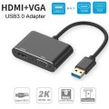 Video Adapter USB to VGA HDMI - Double Screen Simultaneous Display