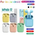 Inpods 12 Bluetooth Wireless Stereo Earphone V5.0 with Airpods Pop-up Window for IOS & Android