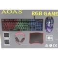 RGB Game Set of 4 Headphones Keyboard Mouse Mouse Pad