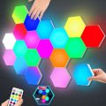 Hexagonal Lamp With Remote Control, Smart Led Wall Lamp Panel Touch-Sensitive Rgb