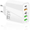 65W USB C Charger, 5 Port Cell Phone Charger with GaN Tech Fast Charging Charger Compatible