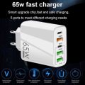 65W USB C Charger, 5 Port Cell Phone Charger with GaN Tech Fast Charging Charger Compatible