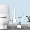 Bathroom Silicone Toilet Brush and Holder Set with Anti-Slip Long Plastic Handle