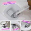 Bathroom Silicone Toilet Brush and Holder Set with Anti-Slip Long Plastic Handle