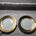 2 x 6.5` Royal Worcester Porcelain Side Plates - White & Gold