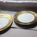 2 x 6.5` Royal Worcester Porcelain Side Plates - White & Gold