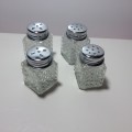 4 x Crystal Cut Salt & Pepper shakers - Silver Tops