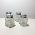 4 x Crystal Cut Salt & Pepper shakers - Silver Tops