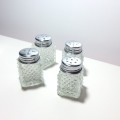 4 Cut Crystal Salt & Pepper Shakers  with Stainless Steel Tops