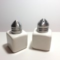Fine Porcelain Salt & Pepper Shakers W/Chrome Tops