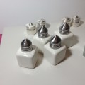 Fine Porcelain Salt & Pepper Shakers W/Chrome Tops
