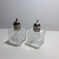 4 x Vintage Crystal Salt And Pepper Shakers W/Sterling Silver Tops