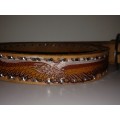 Brown Leather Belt W/Silver Buckle